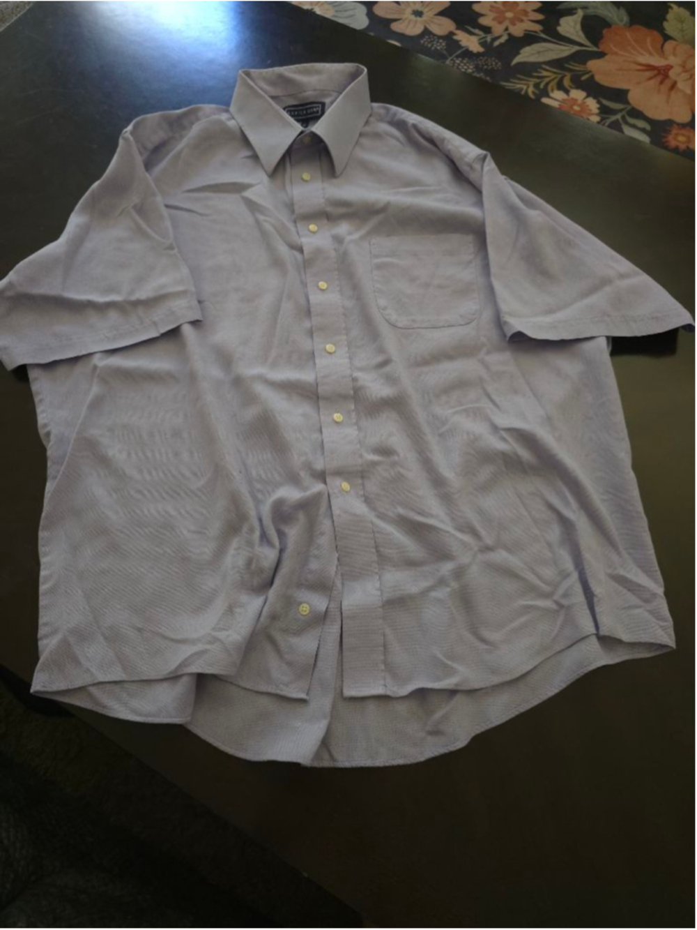 Men's Oversized Vintage Savile Row Soft Blue Casual Button Down Shirt Neck 18